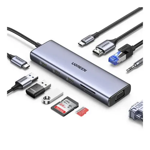 UGREEN 6-in-1 USB-C To 100W PD + 2xUSB3.0 + 1xUSB-C + 8K 30Hz HDMI + 4K 60Hz HDMI (15852) | USB-C Hub