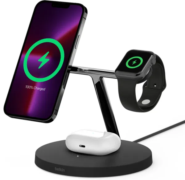 Belkin BoostCharge Pro 3-in-1 Magnetic Wireless Charging Stand with Qi2 15W (WIZ017VFBK)