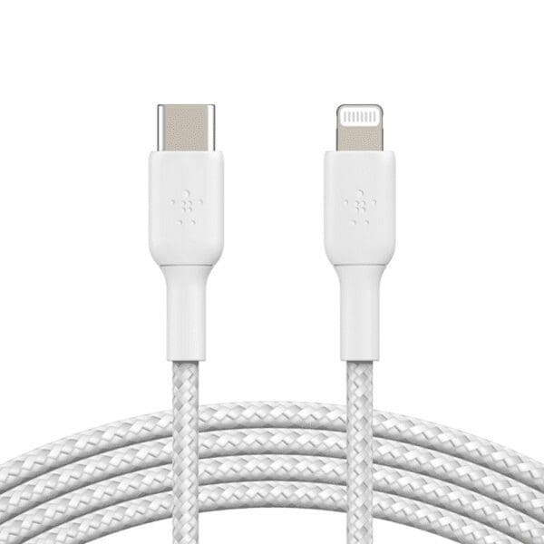 Belkin BoostCharge Braided USB-C to Lightning Cable (CAA004BT2MWH) | Charge & Sync Cable